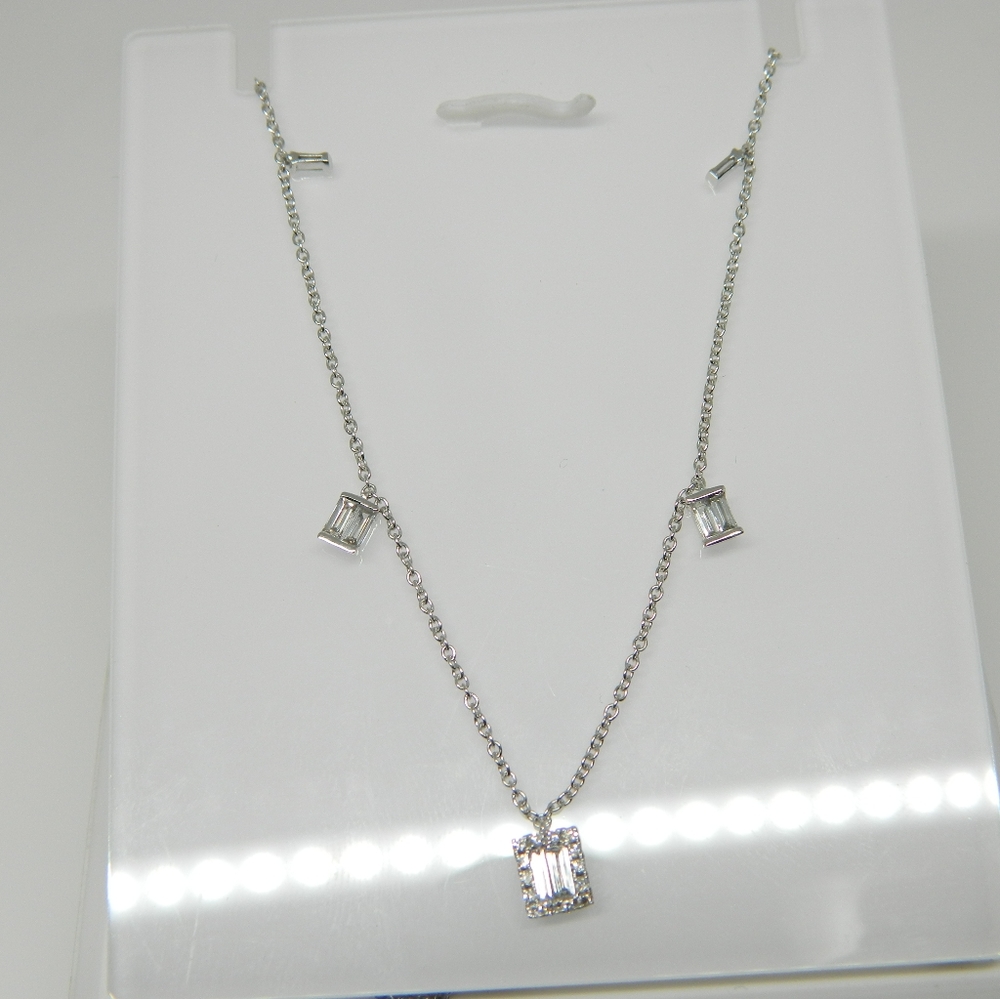 14k White Gold Baguette Necklace